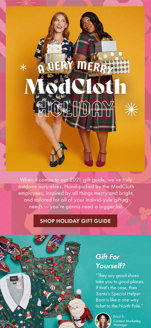 ModCloth Holiday Gift Guide email